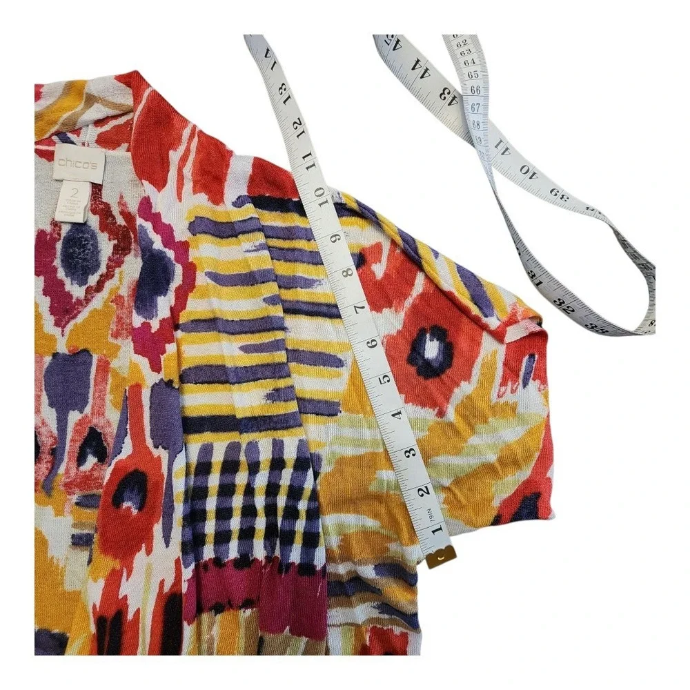 NWOT Chico's Western Multicolor‎ Front Ties Sweater/Cardigan Sz 2 Or Large Boho